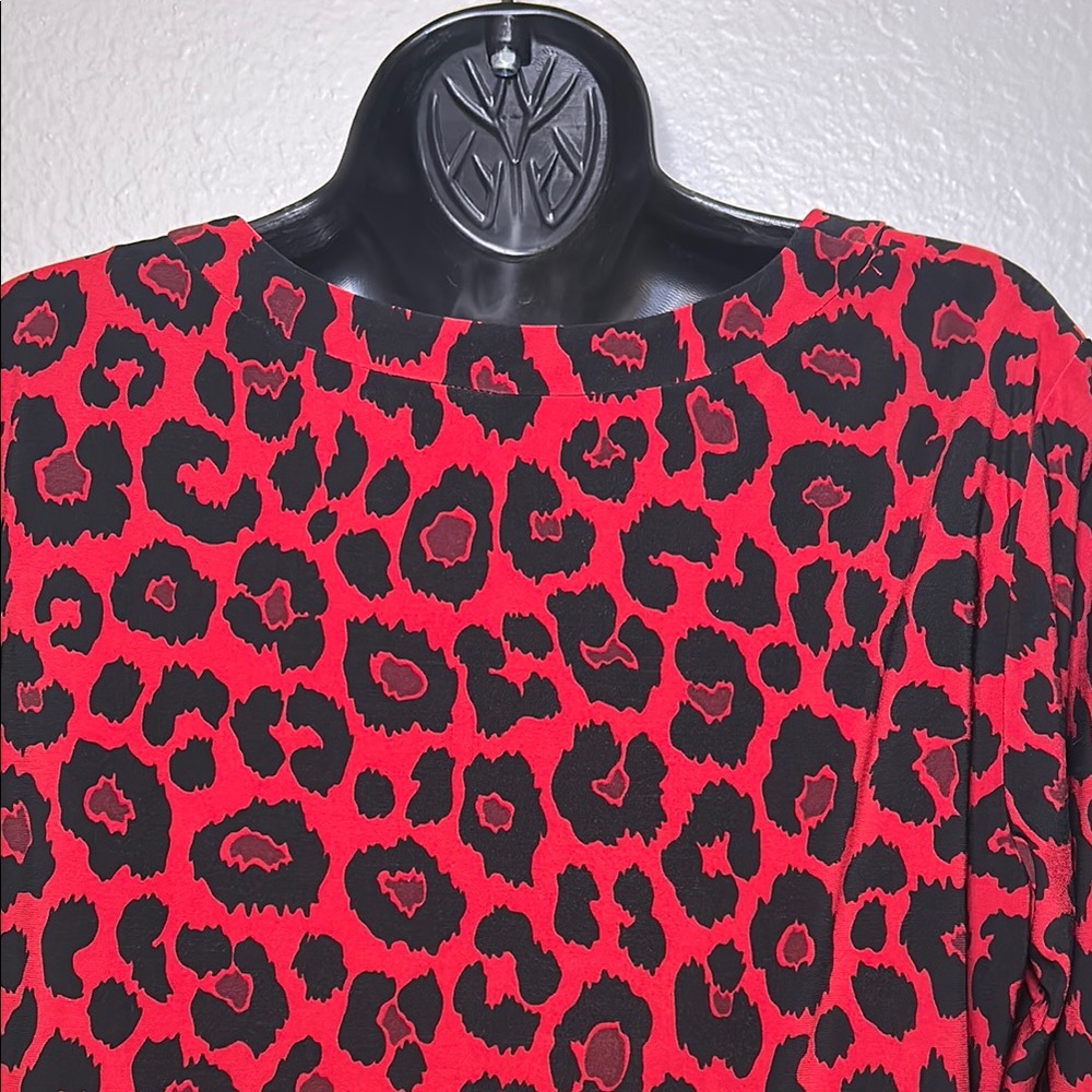 Anne Klein Red and Black Patterned Blouse - Picture 7 of 7
